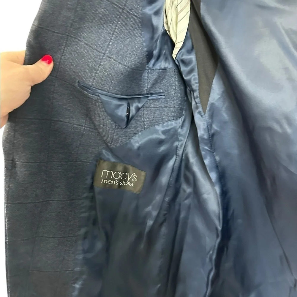 Lauren Ralph Lauren Midnight Blue Plaid 100% Wool Sport Coat Mens Sz 40L NWT